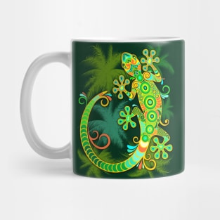 Gecko Lizard Colorful Tattoo Style Mug